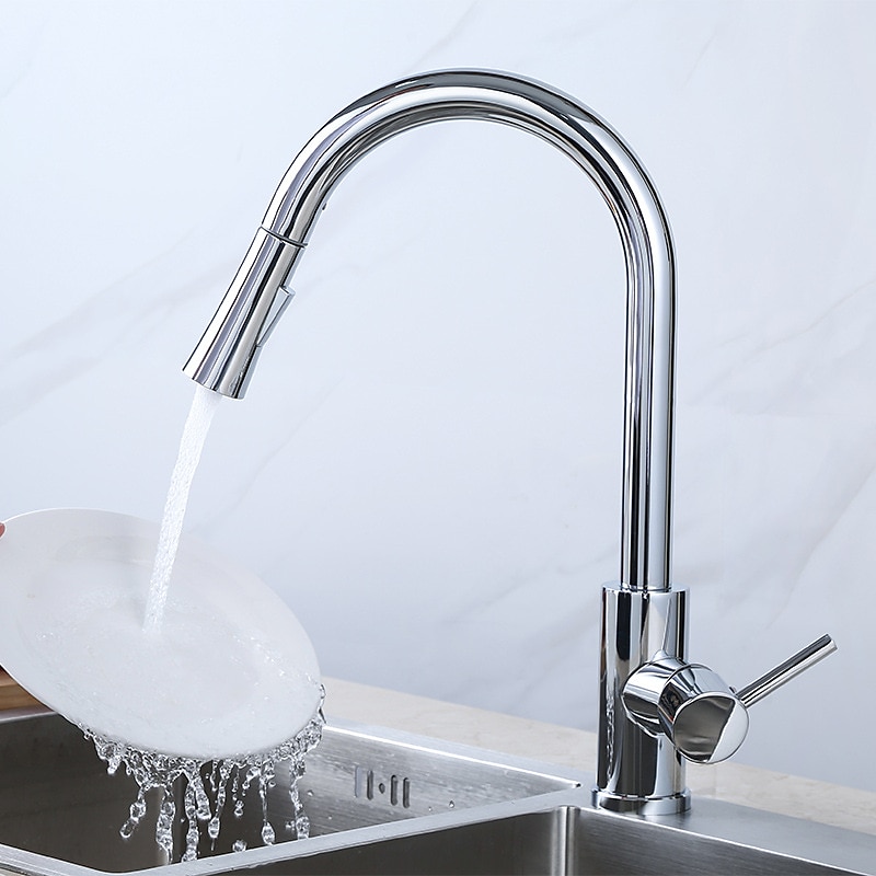 Grifo monomando para fregadero de cocina con rociador extraíble de acero inoxidable, grifos de cocina extraíbles de un solo mango giratorios 360 montados en cubierta 2025 - $61.99 –P2