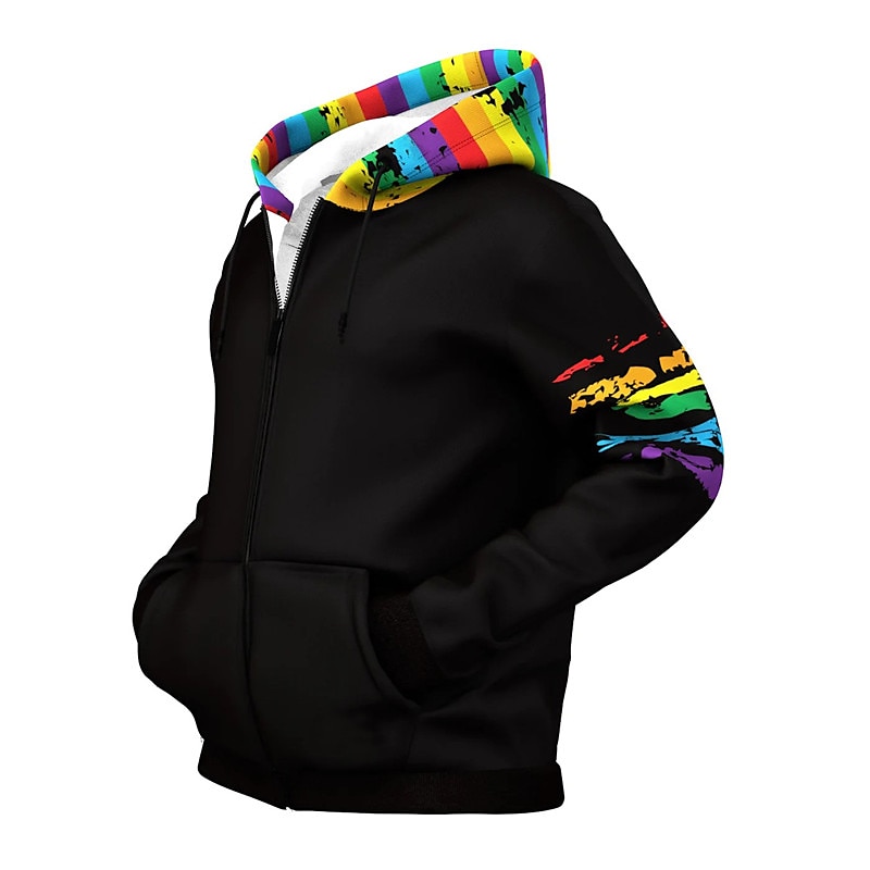 Homens Arco-Íris Estampas Abstratas Moletom Moletons Full Zip Hoodie Manga Longa Moletom com capuz Com Capuz Roupa de rua Impressão 3D Desportos e Ar livre Diário Esportes Preto Zíper Imprimir de 2025 por $27.99 –P3