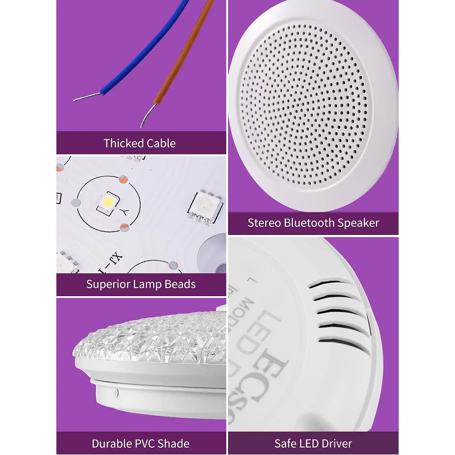 Led music ceiling light 15.6 in 36W with Bluetooth Speaker  Remote Color Change Remote Control / Smartphone App Control Suitable for Kitchen Living Room Bedroom Children's Room Corridor 2025 - $187.99 –P4