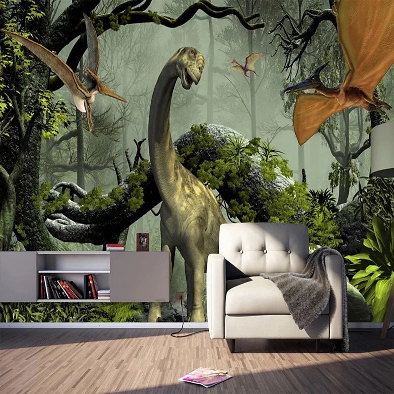 3d zwierząt mural tapety dinozaur naklejki ścienne obejmujące druku skórki i kij wymienny pcv/materiał winylowy samoprzylepne/klej wymagane dekoracje ścienne ścienne mural do salonu sypialnia 2025 - $43.99 –P4