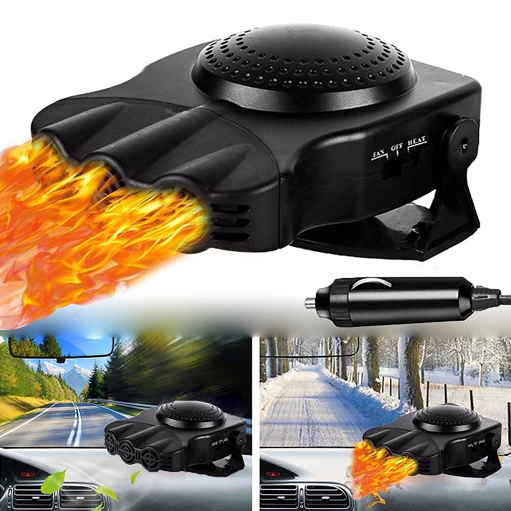 Chauffage De Voiture Portable 12V - 2 En 1 Chauffage/ventilateur, 150W, Branchement Allume-cigare, Désembueur Et Dégivreur