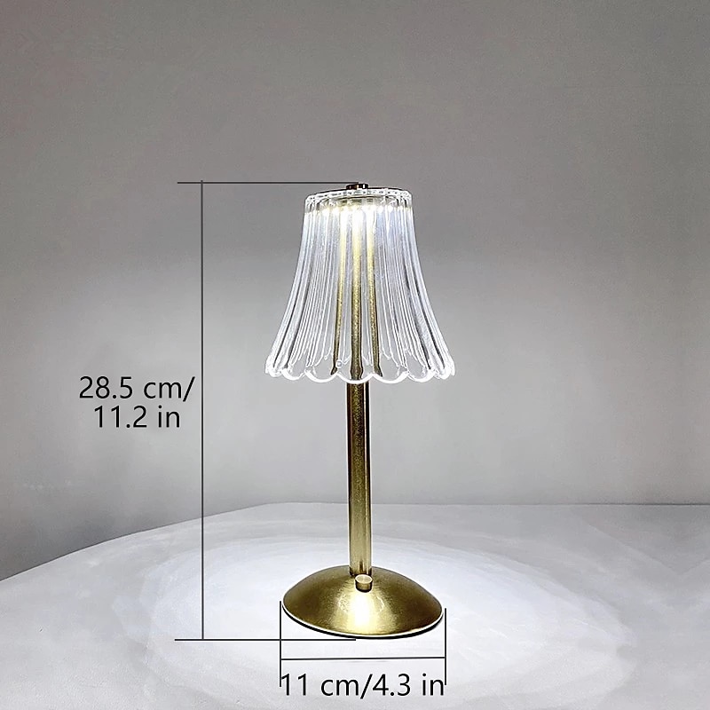 candeeiro de mesa de cristal estilo nórdico saia modelagem decoração do quarto atmosfera criativa, lâmpada noturna, recarregável, escurecimento de três engrenagens, fonte de alimentação usb de 2025 por $27.99 –P1