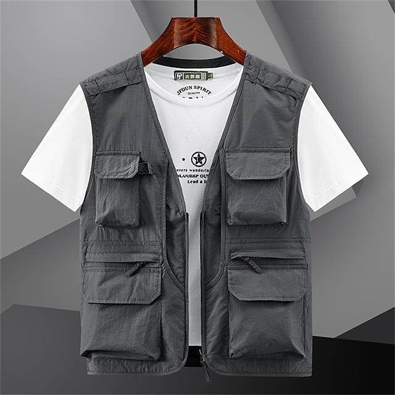 Voor heren Vissersvest Wandelvest Kleding Bovenlichaam Buiten Ademend Lichtgewicht Multi Pocket Comfortabel Zwart blauw Grijs Vissen Klimmen Kamperen / wandelen / grotten verkennen 2025 - $42.99 –P2