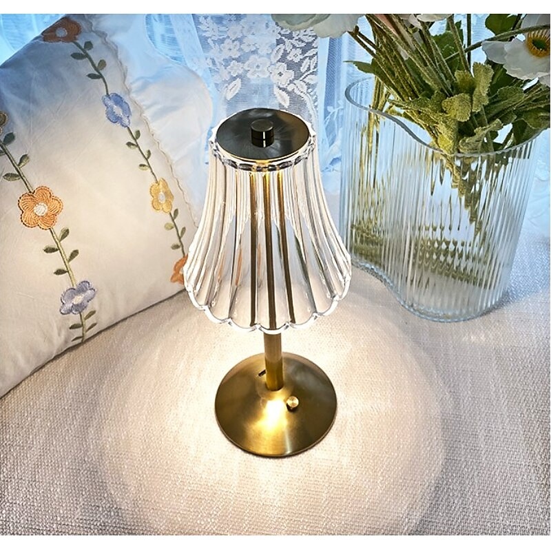candeeiro de mesa de cristal estilo nórdico saia modelagem decoração do quarto atmosfera criativa, lâmpada noturna, recarregável, escurecimento de três engrenagens, fonte de alimentação usb de 2025 por $27.99 –P5