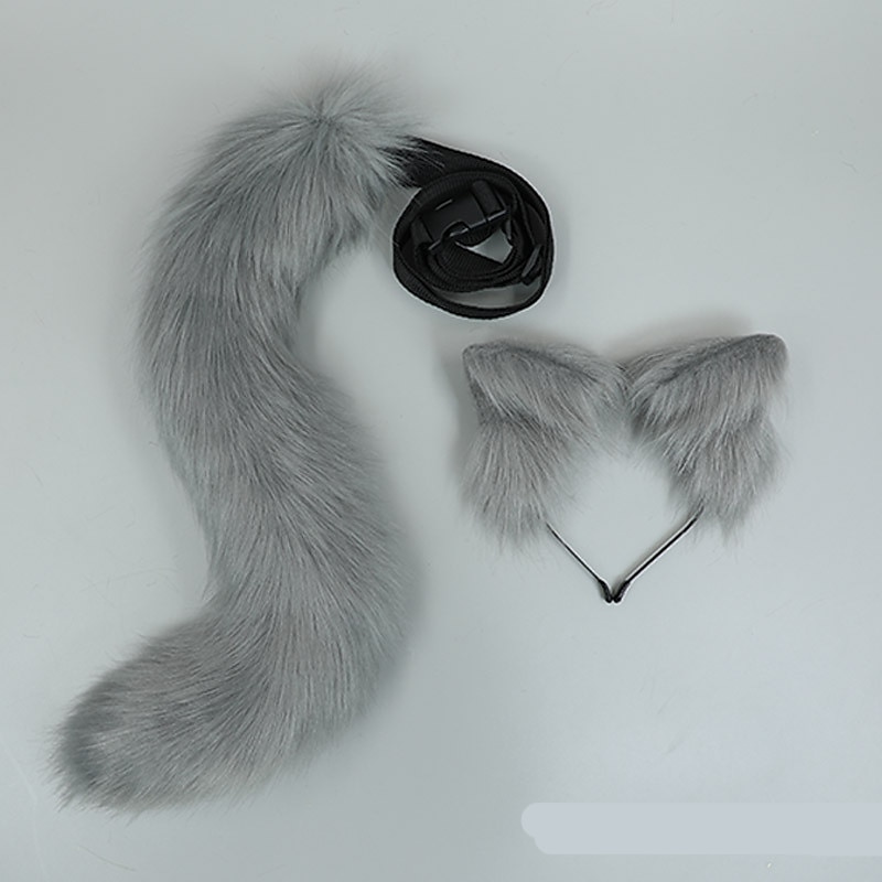 chlupatá liška kočka vlk čelenka ocas flexibilní umělá kožešina uši karneval vánoční večírek lolita cosplay kostýmy fursuit sada doplňků maškarní párty dárek 2025 - $34.99 –P11