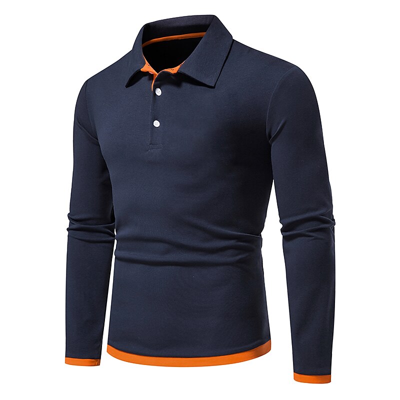 Men's Polo Shirt Golf Shirt Casual Daily Classic Collar Button Down Collar Long Sleeve Casual Color Block Button Front Spring & Summer Regular Fit Black White Navy Blue Light Grey Polo Shirt 2025 - $14.99 –P11