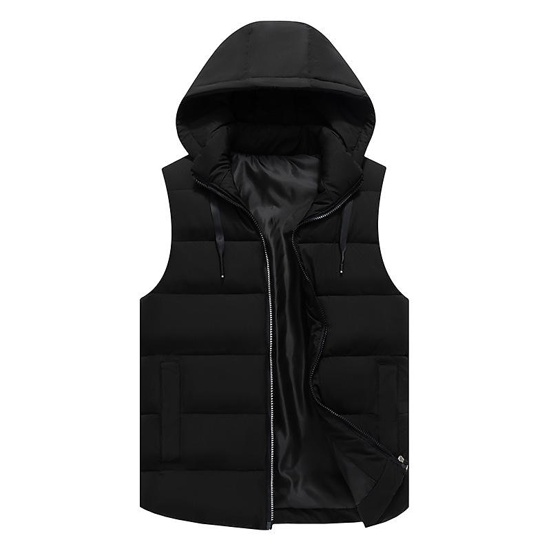 Men's Puffer Vest Thermal Warm Breathable Lightweight Winter Autumn / Fall Solid Color Black White Red Blue Puffer Jacket 2025 - $35.99 –P6