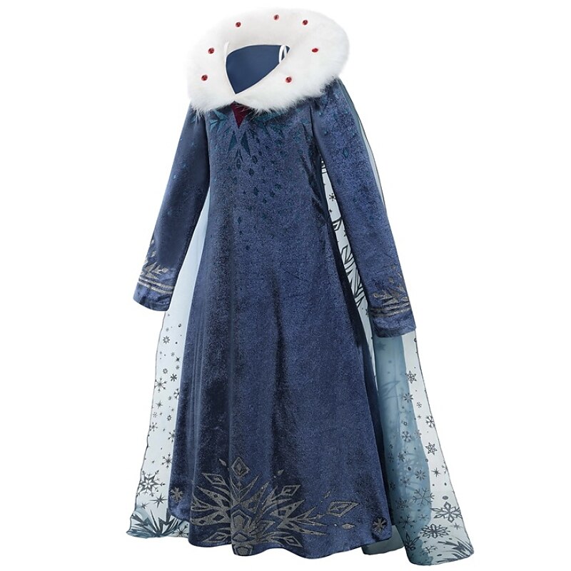 Kindermädchenkleid Schneeflocke Langarm Performance Party süßes Baumwoll-Midikleid in A-Linie Herbst Winter 3–10 Jahre Marineblau 2025 - $26.99 –P2