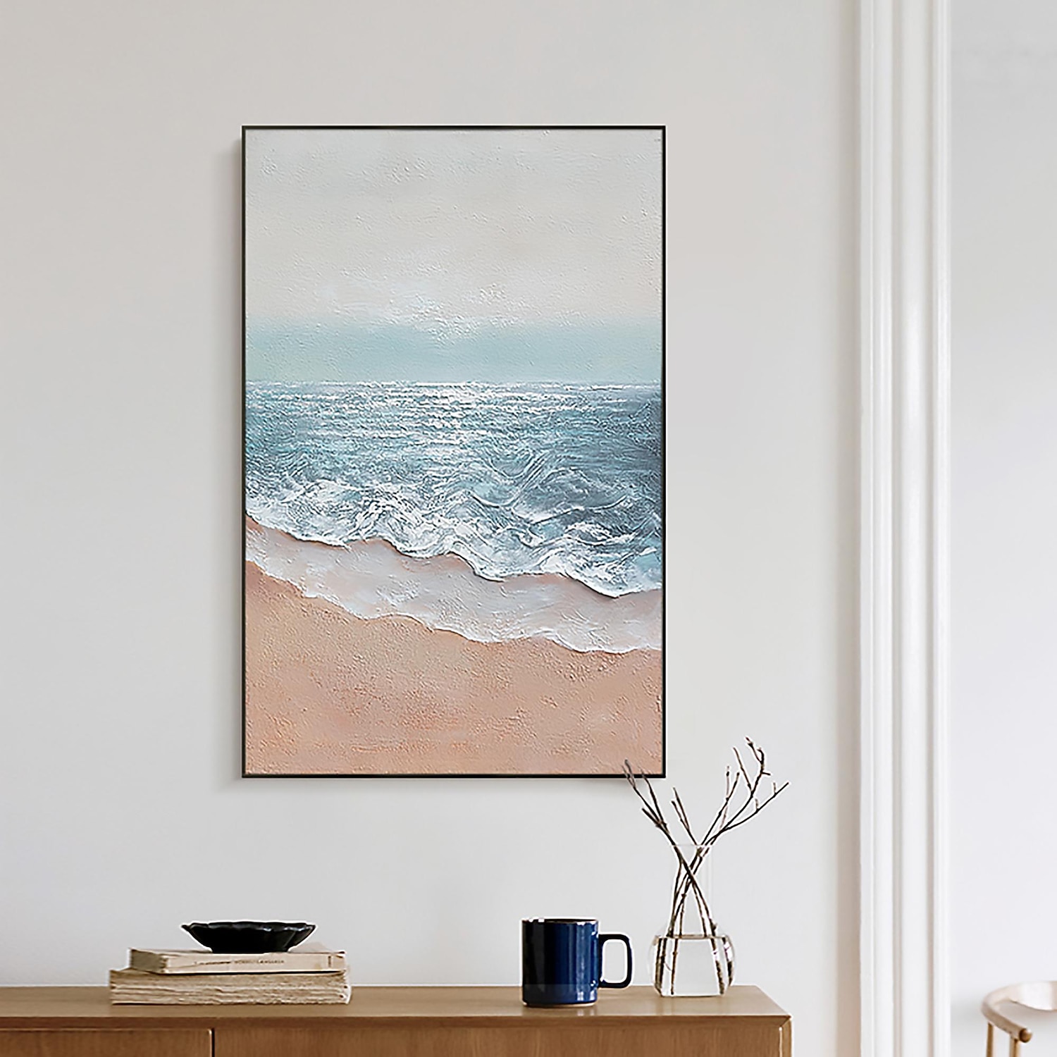 kézzel készített olajfestmény vászon fali művészeti dekoráció absztrakt tengeri tájkép festmény tenger lakberendezéshez hengerelt keret nélküli, nyújtatlan festmény 2025 - $92.99 –P2