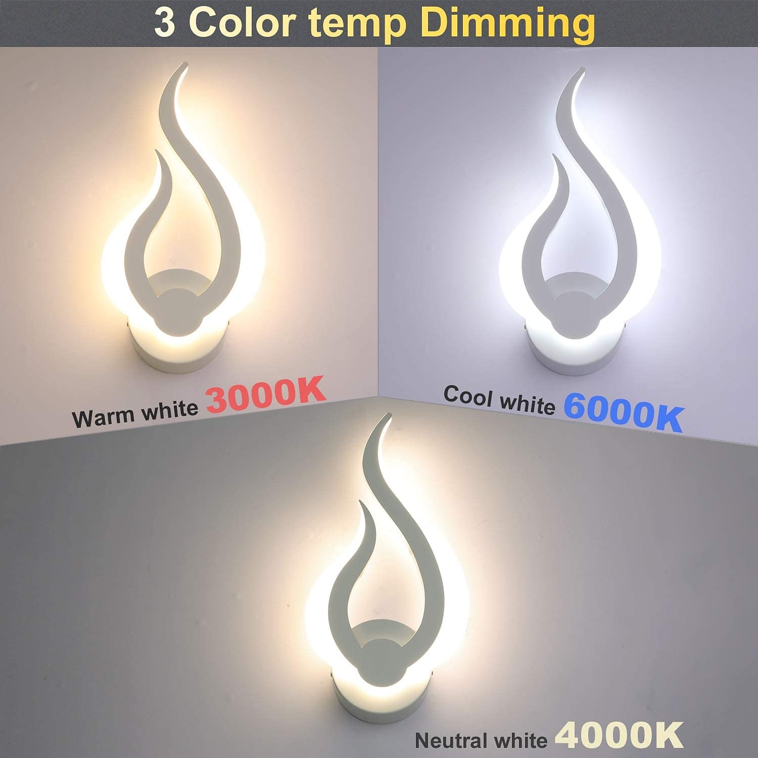 Lightinthebox Lámparas de pared LED de 1 luz de 31 cm, apliques de pared con diseño en forma de fuego, tiendas/cafeterías de estilo minimalista moderno, aplique de acrílico genérico 10w ip44 2025 - $42.99 –P2