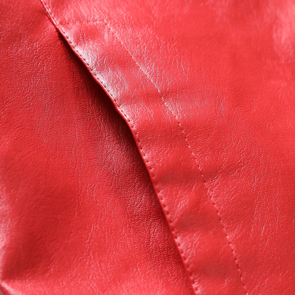 Herren Kunstlederjacke übergangsjacke Bikerjacke Rote Lederjacke Party Alltagstauglich Thermowarm Winddicht Kunstpelzbesatz Herbst Einfarbig Punk Mode Revers Regulär Kunstleder Schlank Schwarz Rote 2025 - $51.99 –P11