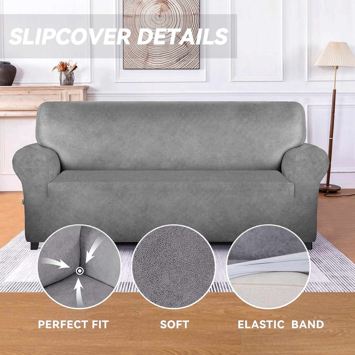 Stretch Leather Sofa Cover Sofa Slipcover Seat Cover for 3 Seater,Spandex Non Slip Soft Couch Sofa Cover Spandex Fabric, Washable Furniture Protector Elastic Bottom for Kids, Pets,Home Decor 2025 - $77.99 –P6