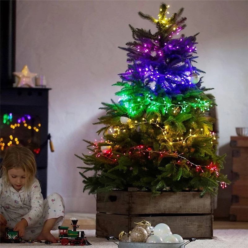 elegante Lichterkette mit 5 m 200 LEDs und Feuerwerkskörpern für Hochzeitsfeiern, 2 m 100 LEDs in Kupfer, wasserdichte Lichterkette mit Sternenhimmel für Schlafzimmer, Kranzdeko 2025 - $14.99 –P6