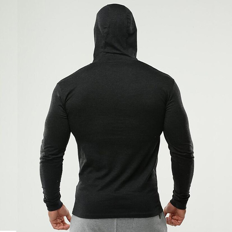 Men's Workout Shirt Running Shirt Long Sleeve Top Spring Hooded Spandex Breathable Quick Dry Soft Gym Workout Running Sportswear Activewear Solid Colored Black White Dark Navy 2025 - $15.99 –P6