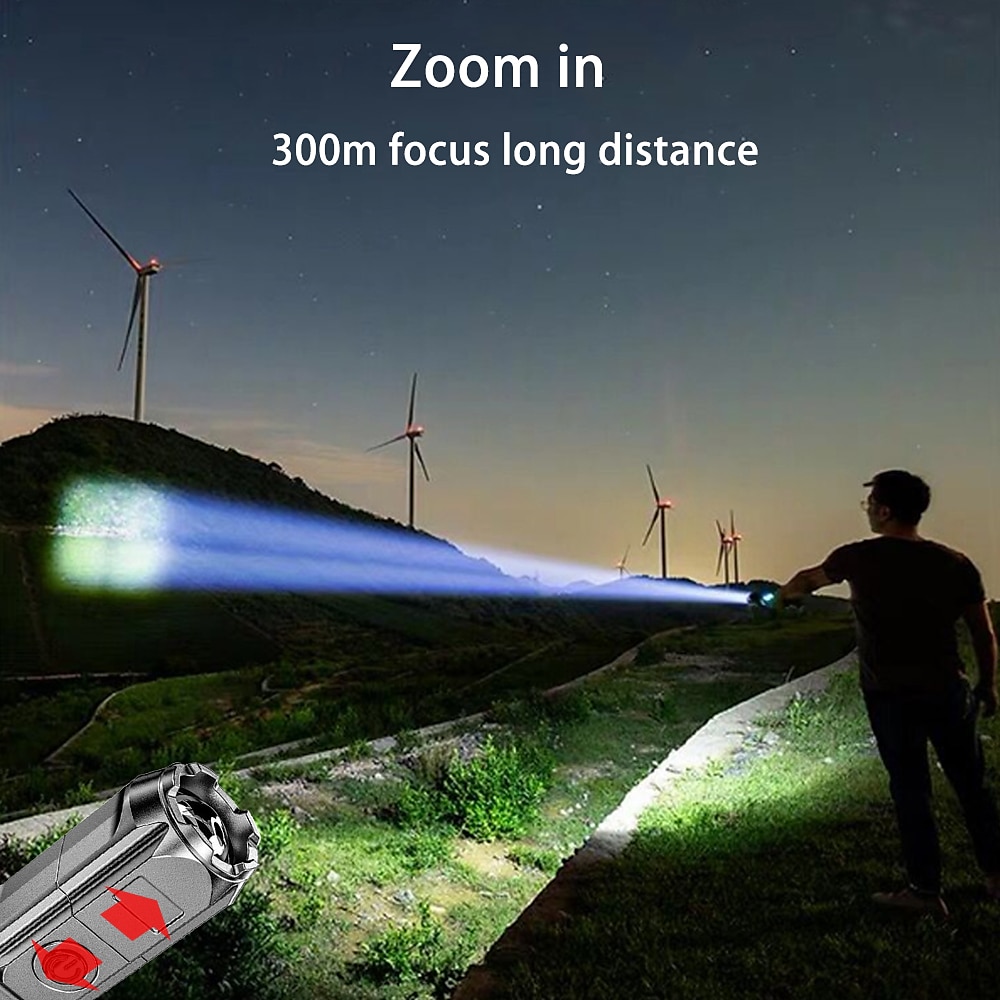 LED Flashlight USB Super Bright Zoomable USB Rechargeable Tactical Torch for Camping Hiking Fishing Outdoor Hunting 3.7V 2025 - $3.49 –P7