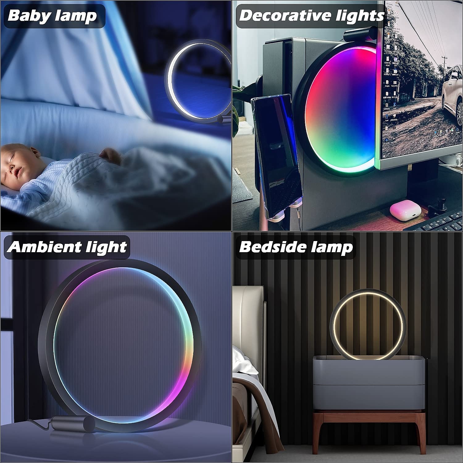 Смарт-светодиодная лампа LED RGB настольная атмосферная лампа Bluetooth APP управление подходит для игровой комнаты спальни декор на прикроватной тумбочке Shustar 2025 - $26.99 –P14