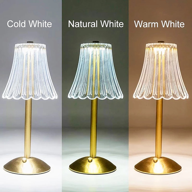 Crystal Cordless Table Lamp Nordic Style Skirt Modeling Bedroom Decoration Creative Atmosphere, Rechargeable Night Lamp Three Dimming Modes with USB Power Supply 2025 - $27.99 –P2