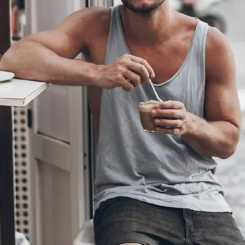 Homme Débardeur Sous-Vêtements T-shirt sans manches Sans manches Col ras du cou Été Couleur Unie Simple Occasionnel Confortable Vacances Rue Quotidien Noir Blanche Jaune T-shirt haut de gamme pour de 2025 ? $12.49 –P3
