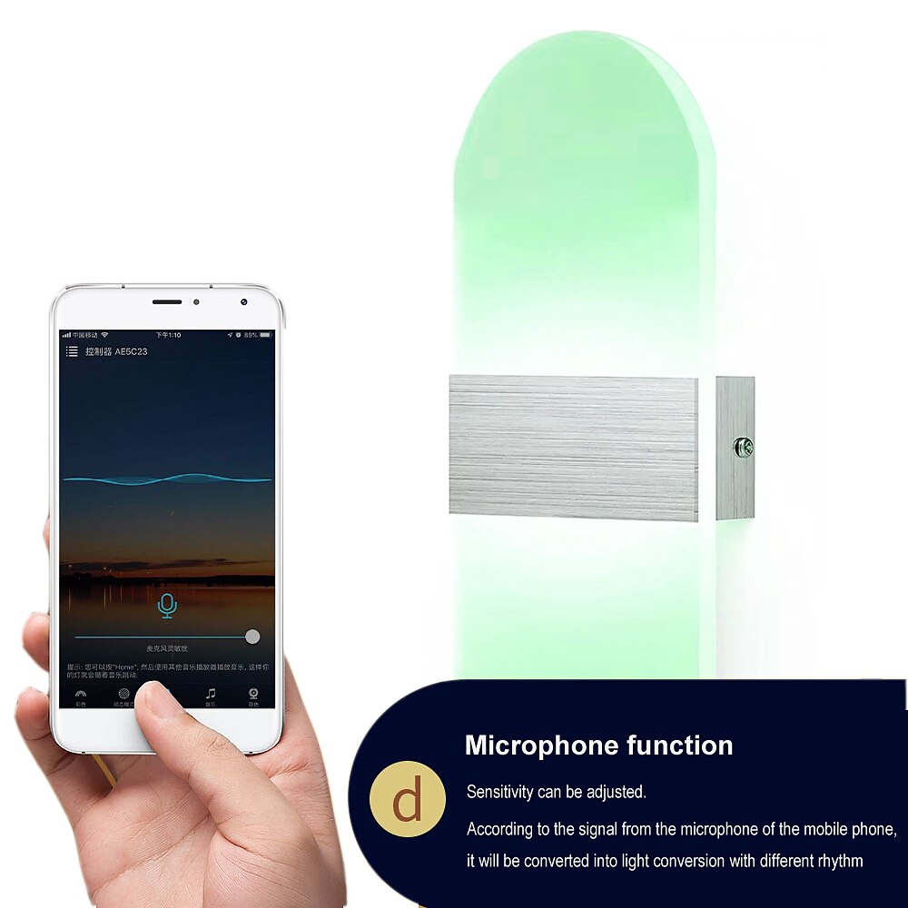 LED Dimming Wall Lamp, 15.6in RGB WIFI Bluetooth 2.4G 10W Indoor Smart Acrylic Wall Lamp APP Control Compatible with Alexa and Google home Assistant without Hub Suitable for Bedroom Corridor 2025 - $82.99 –P5