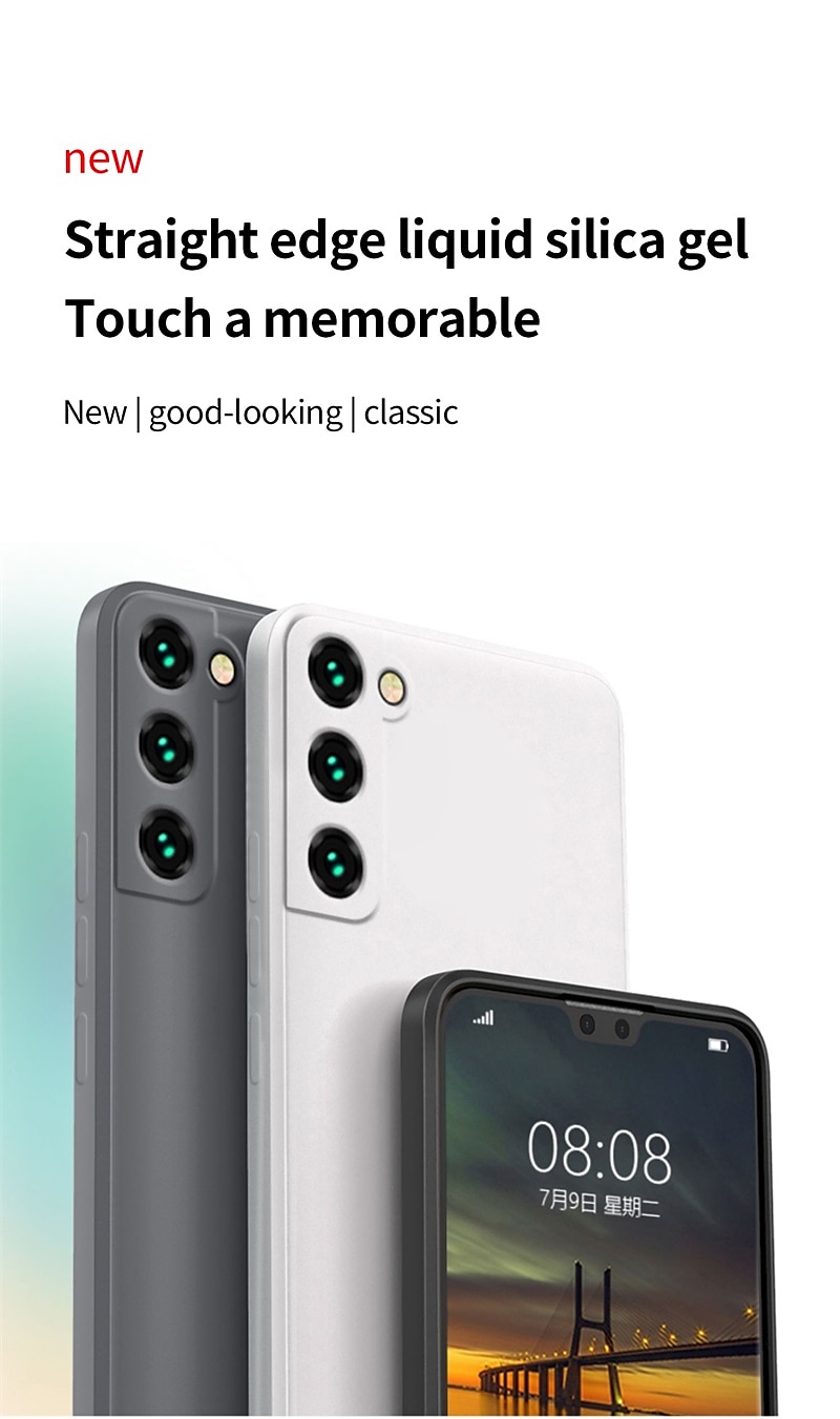 Phone Case For Samsung Galaxy S24 S23 S22 S21 S20 Plus Ultra S9 Plus A12 A32 A52 A13 S25 Ultra Liquid Silicone Case Slim Anti-Scratch Soft Edges Solid Colored Silica Gel 2025 - $9.99 –P1