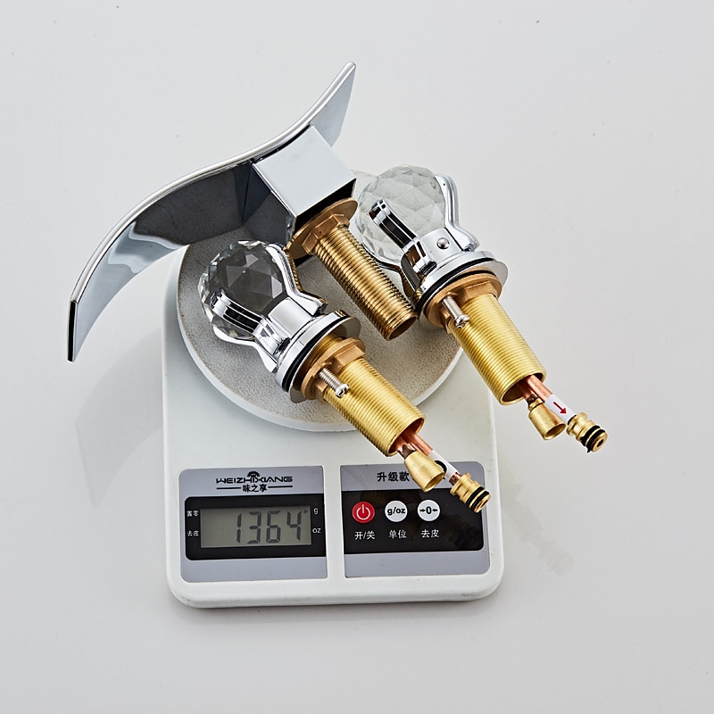 Waschbecken Wasserhahn - Wasserfall Galvanisierung 3-Loch-Armatur Zwei Griffe Drei LöcherBath Taps 2025 - $161.99 –P14