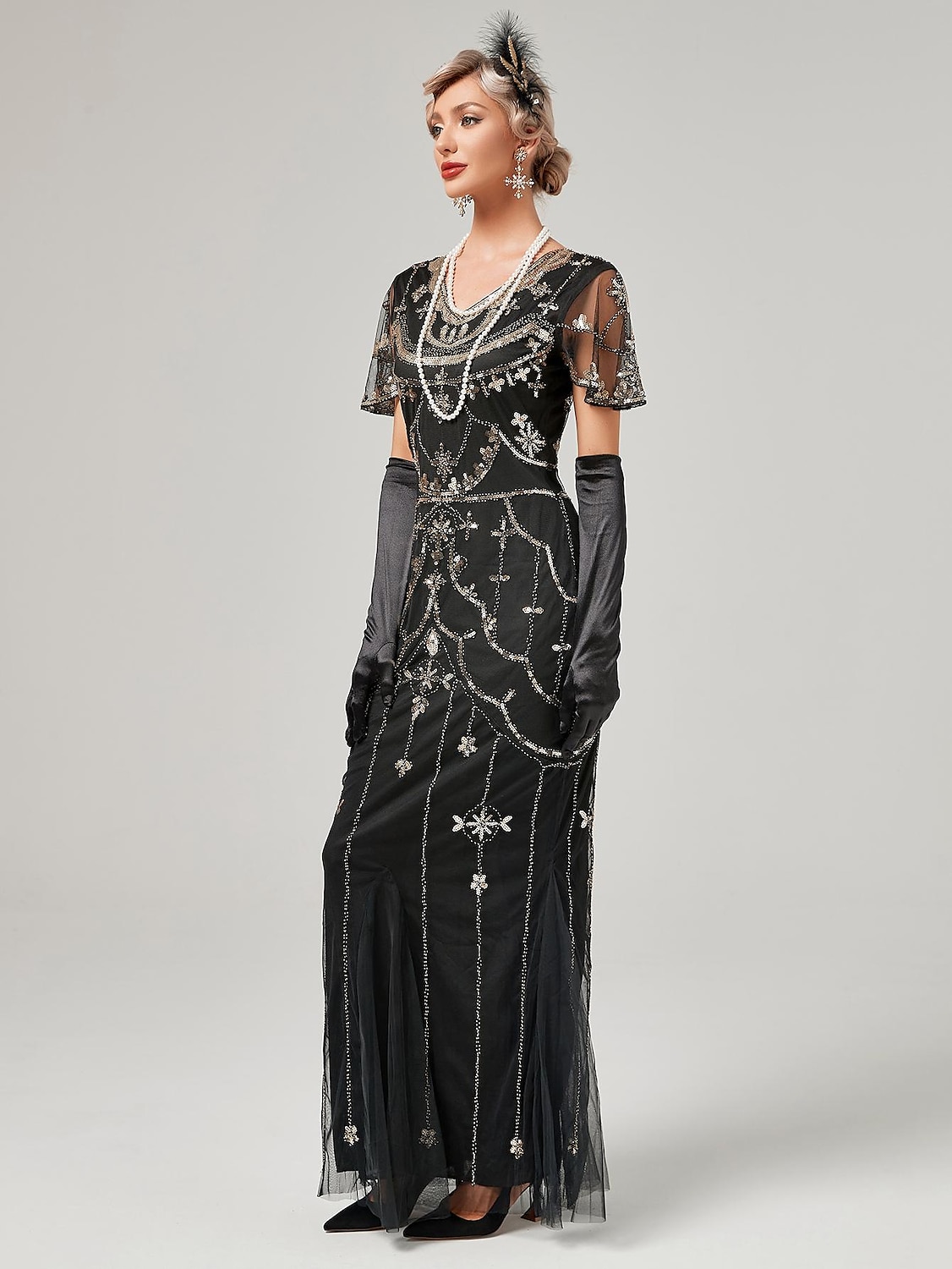 Ordító 20-as évek 1920-as évek Koktélruha Flapper ruha Ruhák Álarcosbál Szabályos A nagy Gatsby Charleston Esküvői Vendég Flitter Női Mindszentek napja Farsang Álarcos mulatság Farsang Esküvő Esküvői 2025 - $9.99 –P1