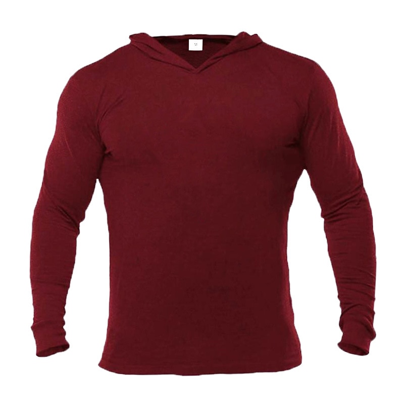 Men's Workout Shirt Running Shirt Long Sleeve Top Spring Hooded Spandex Breathable Quick Dry Soft Gym Workout Running Sportswear Activewear Solid Colored Black White Dark Navy 2025 - $15.99 –P13