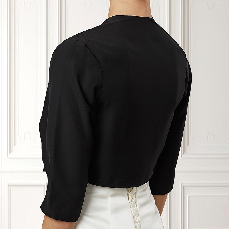 Bolero Feminino Envolvimento de Mãe Envolvimentos Básicos Casacos  Jaquetas Elegante Manga 3/4 de Comprimento Chiffon Casamento de Convidados Envolvimentos Com Cor Pura Para Festa Noite Primavera e de 2025 por $32.99 –P2