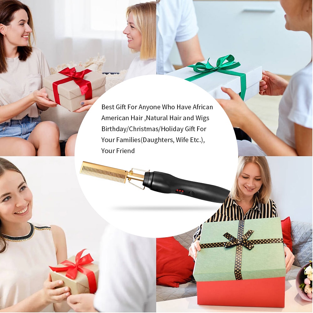 2 in 1 Hot Comb Hair Straightener Flat Irons Straightening Wet Dry Dual Use Brush Electric Heating Comb Hair Straight Styler Hair Curler Valentine's Day Gift 2026 - $22.99 –P10