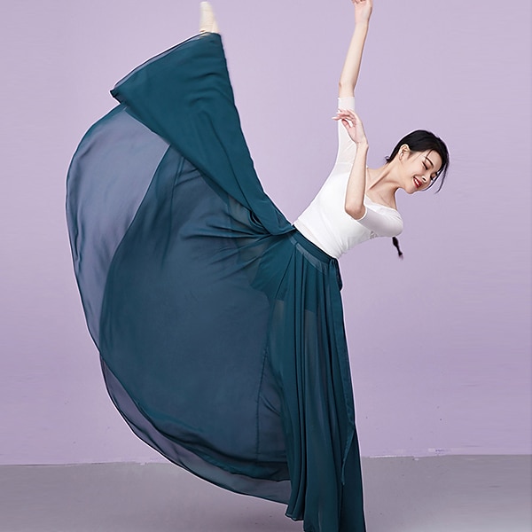 Ballsaalröcke reine Farbe Kostüme tägliches Leistungstraining der Frauen tägliche Abnutzung natürlicher Chiffon 2025 - $36.99 –P2