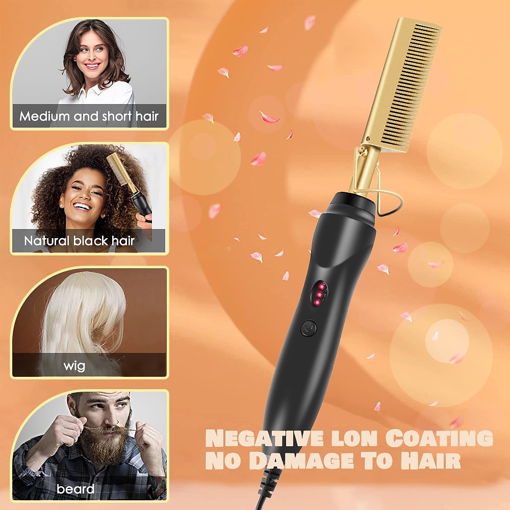 2 in 1 Hot Comb Hair Straightener Flat Irons Straightening Wet Dry Dual Use Brush Electric Heating Comb Hair Straight Styler Hair Curler Valentine's Day Gift 2026 - $22.99 –P13
