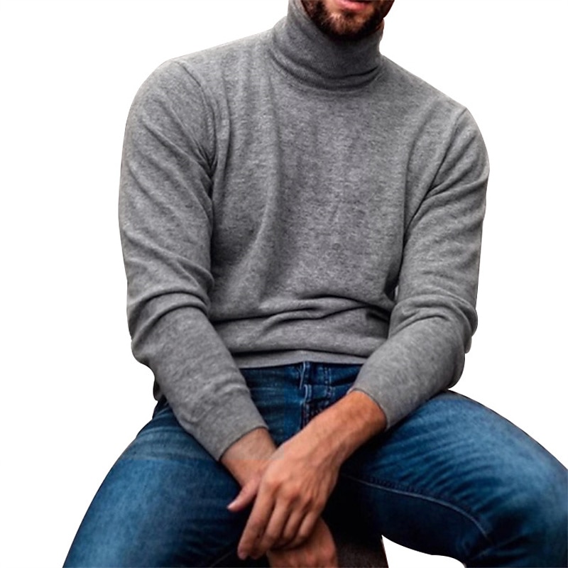 Herren T Shirt Rollkragenhemd Langarmshirt Langarm Gerollter Kragen Frühling Herbst Einfach Mode Lässig Klumpig Urlaub Lässig Wochenende Schwarz Grün Grau Top T-Shirt für Herren 2025 - $22.99 –P3