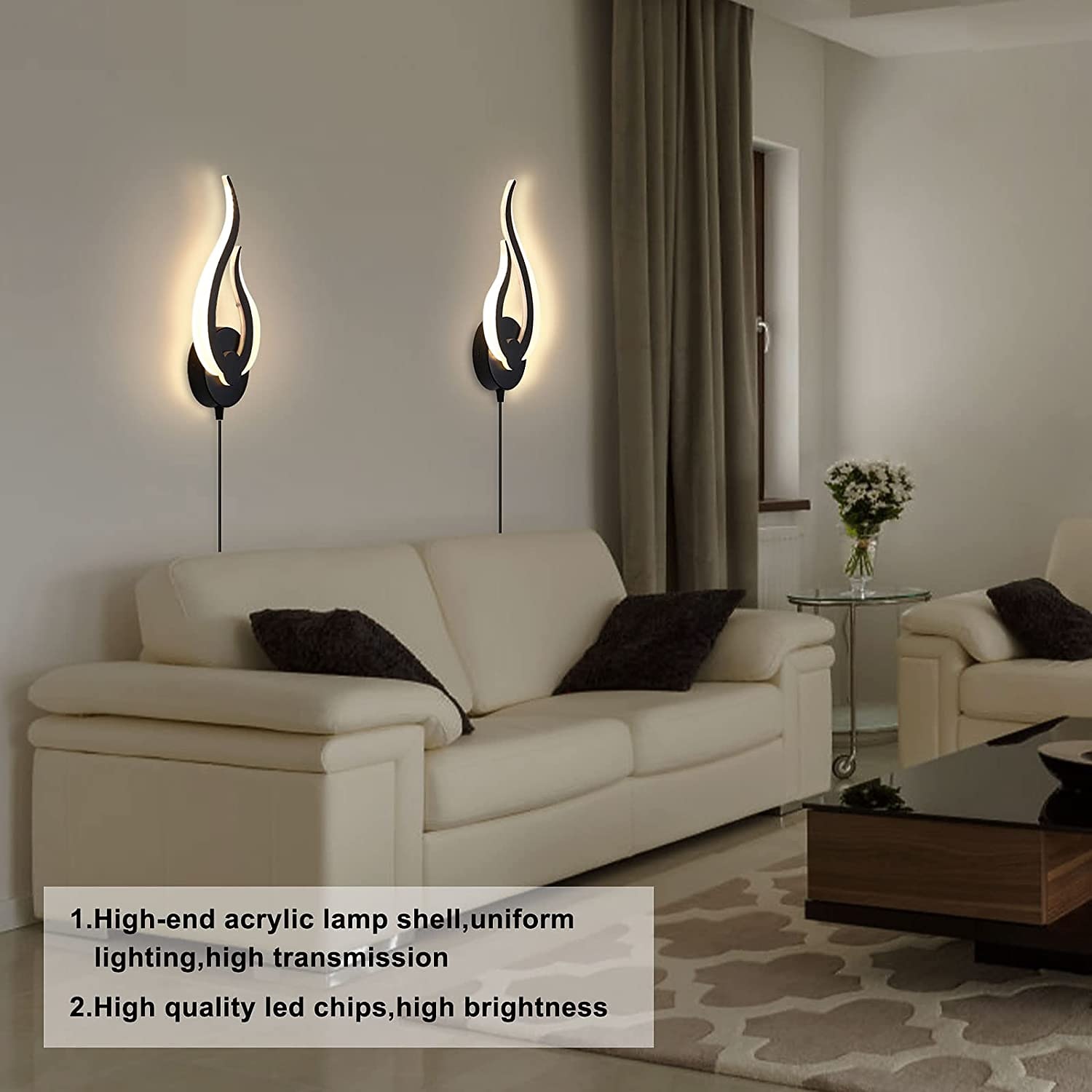 2025年 プラグインウォールランプ 1pc 2pcs 調光対応 led ウォールランプ 10w モダン 屋内 ウォールランプ アクリル aall ランプ 6フィート (約1.8m) プラグケーブル付き リビングルーム 寝室 階段 ac110v ac220v  コレクション – $52.99 –P8