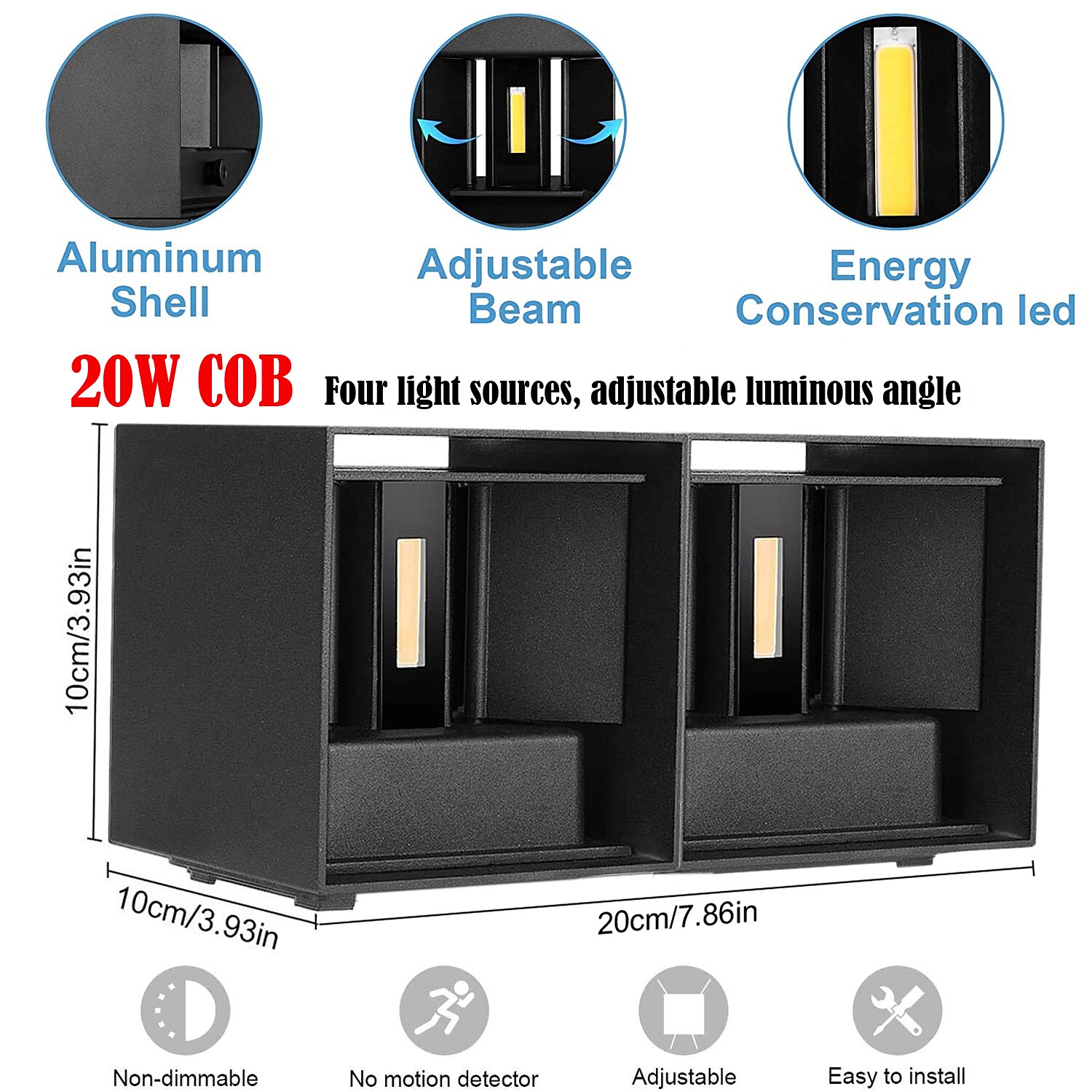 LED Outdoor/Indoor Wall Lamp 2 Heads 12W 4 Heads 20W Adjustable Beam Angle LED Porch Lamp Outdoor Lamp Applicable to House Terrace and Porch AC85-265V 2025 - $54.99 –P6