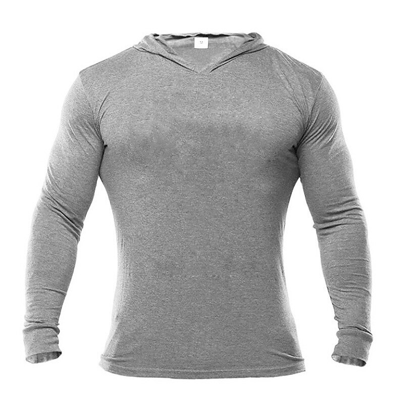 Men's Workout Shirt Running Shirt Long Sleeve Top Spring Hooded Spandex Breathable Quick Dry Soft Gym Workout Running Sportswear Activewear Solid Colored Black White Dark Navy 2025 - $15.99 –P11