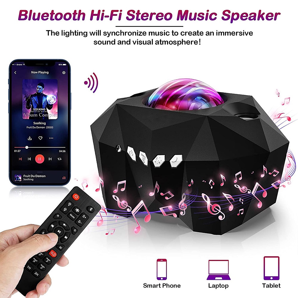 Proiettore di stelle Aurora Galaxy Luce proiezione di stelle con altoparlante musicale Proiettore luce notturna con luna Proiettore aurora boreale per camera da letto/sala giochi/home del 2025 a $79.99 –P15