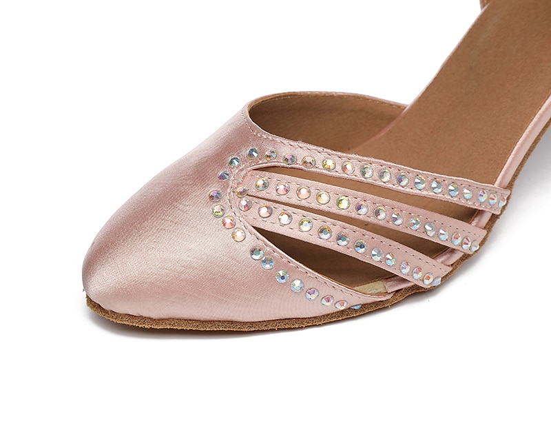 chaussures de danse de salon en satin pour femme - talons en strass rose avec bride à la cheville pour la salsa et la danse latine de 2025 ? $54.99 –P1