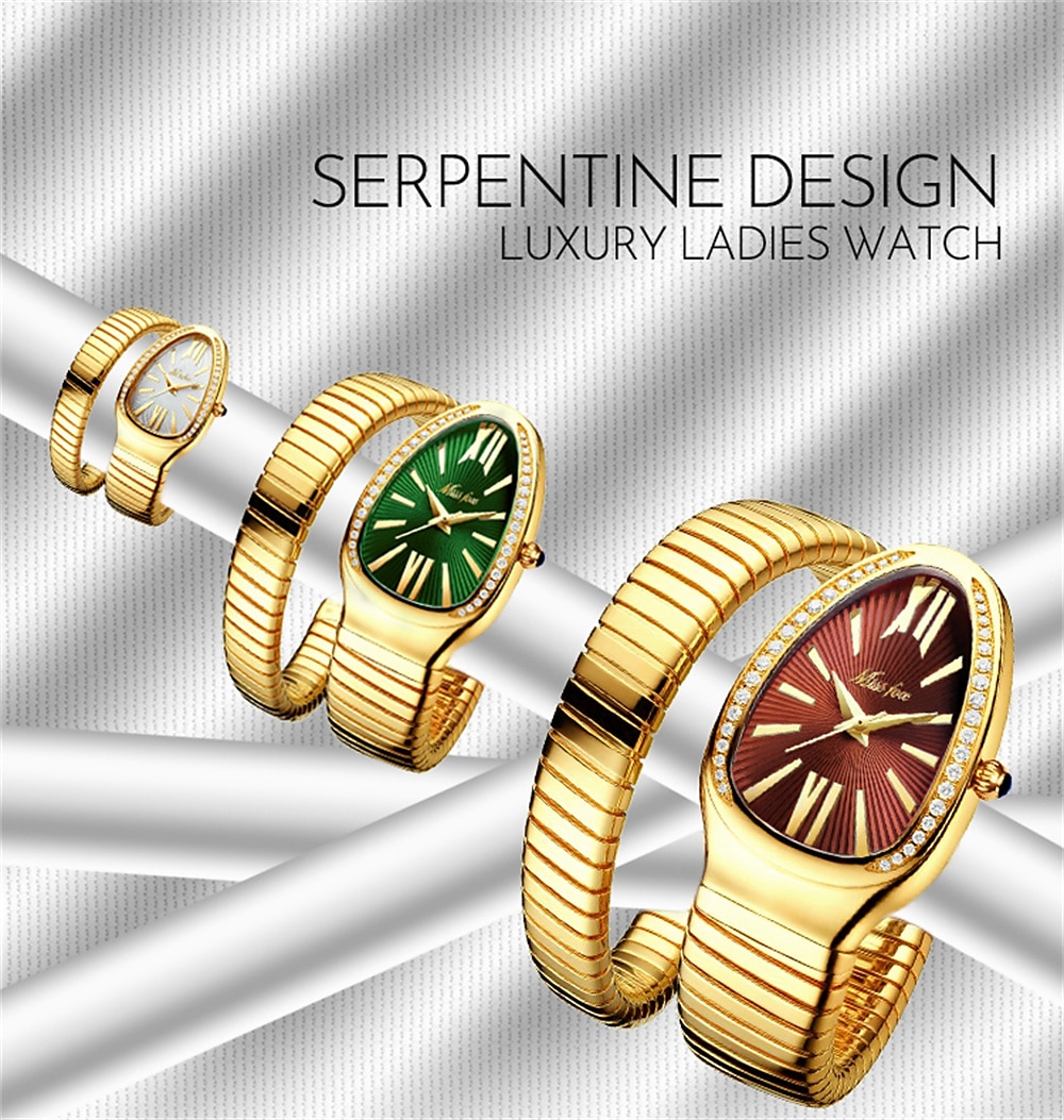 MISSFOX Women's Watches Snake Shape Luxury Wrist Watch Mother's Day Gift for women Steel Unique Gold Quartz Ladies Watch 2026 - $49.99 –P1