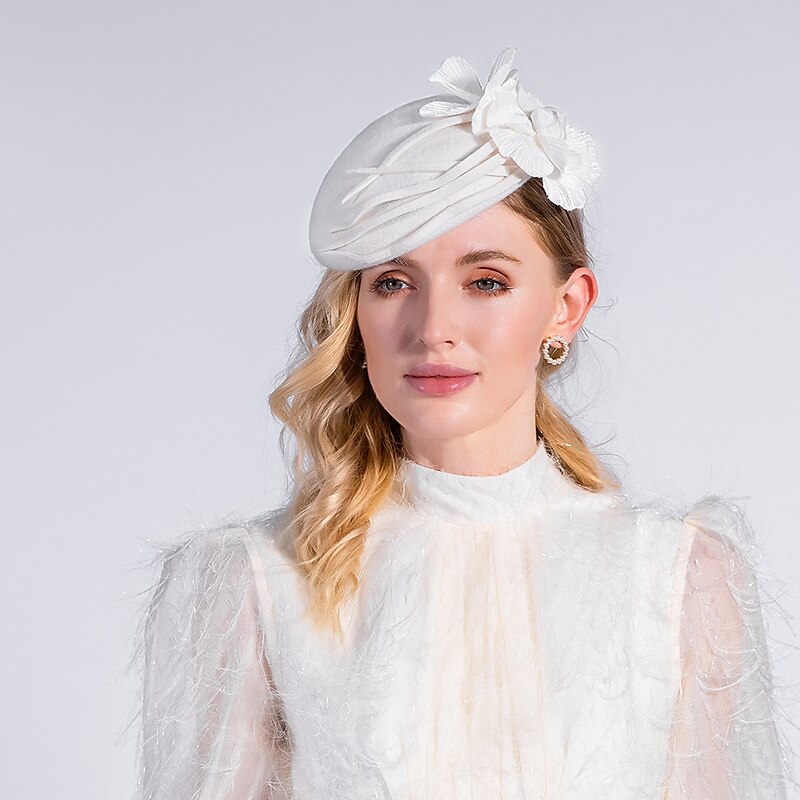 klobouky pokrývky hlavy 100% vlna baret klobouk fedora klobouk podzim svatební párty / večer kentucky derby koktejl královský astcot módní elegantní s hladkou čepicí pokrývka hlavy pokrývka hlavy 2025 - $50.99 –P8