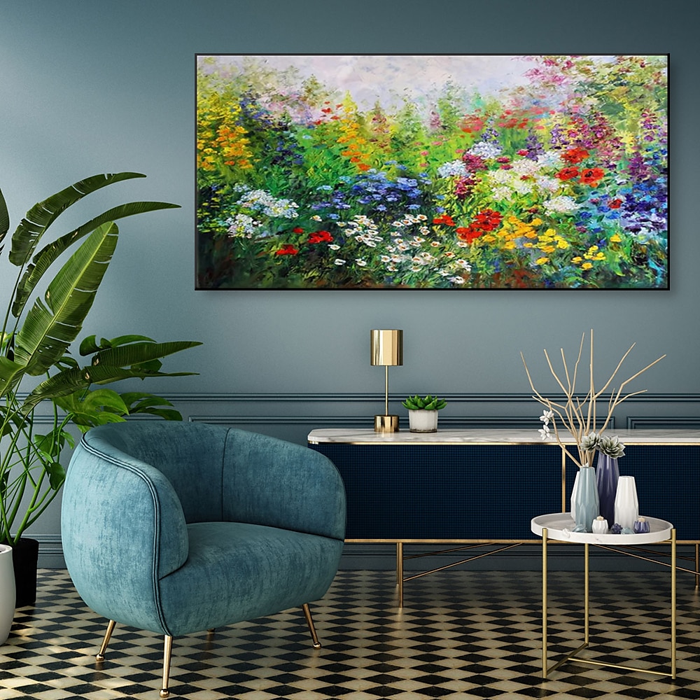 handgjord oljemålning canvas väggkonst dekoration lotusblommor för heminredning rullad ramlös osträckt målning 2025 - $76.99 –P4