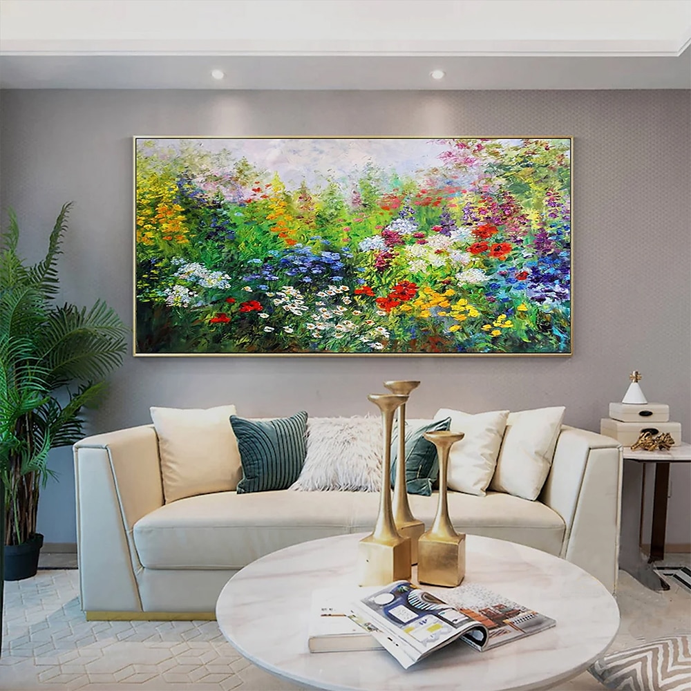 handgjord oljemålning canvas väggkonst dekoration lotusblommor för heminredning rullad ramlös osträckt målning 2025 - $76.99 –P2