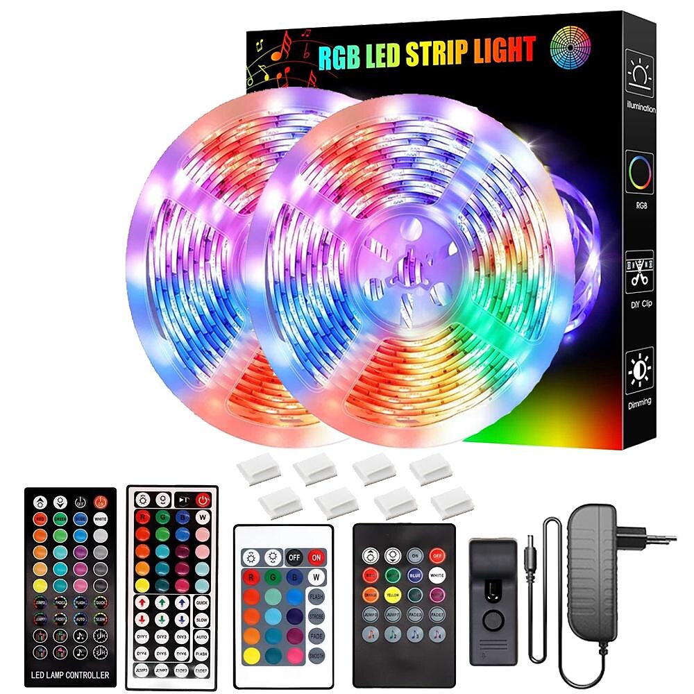 LED סטריפ חכם אורות 10m 20m 30m rgb music sync 12v led strip 5050 smd צבע משתנה LED עם מתאם בקר Bluetooth לחדר שינה ביתי טלוויזיה אחורית תאורת diy decor 2025 - $33.99 –P3