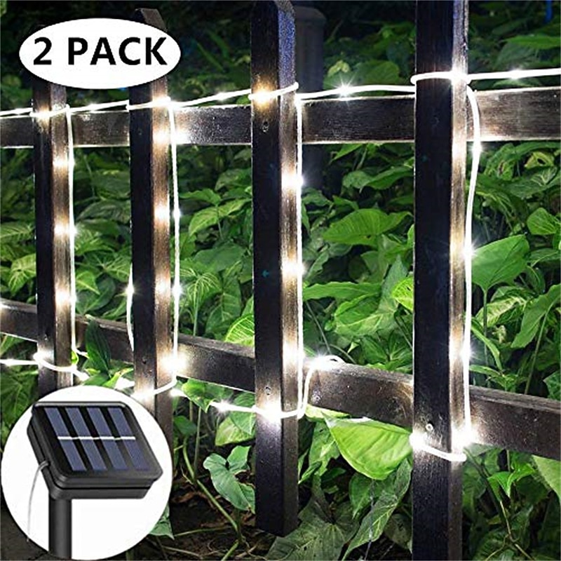 solar touwverlichting outdoor 2 packs led fairy lichtslingers 20/12/7m 200/100/50leds tuindecoratie el 5mm zonnepaneel 2 stks warm wit koud wit rgb vakantielichten outdoor party vakantie zonne-energie 2026 - $24.99 –P10