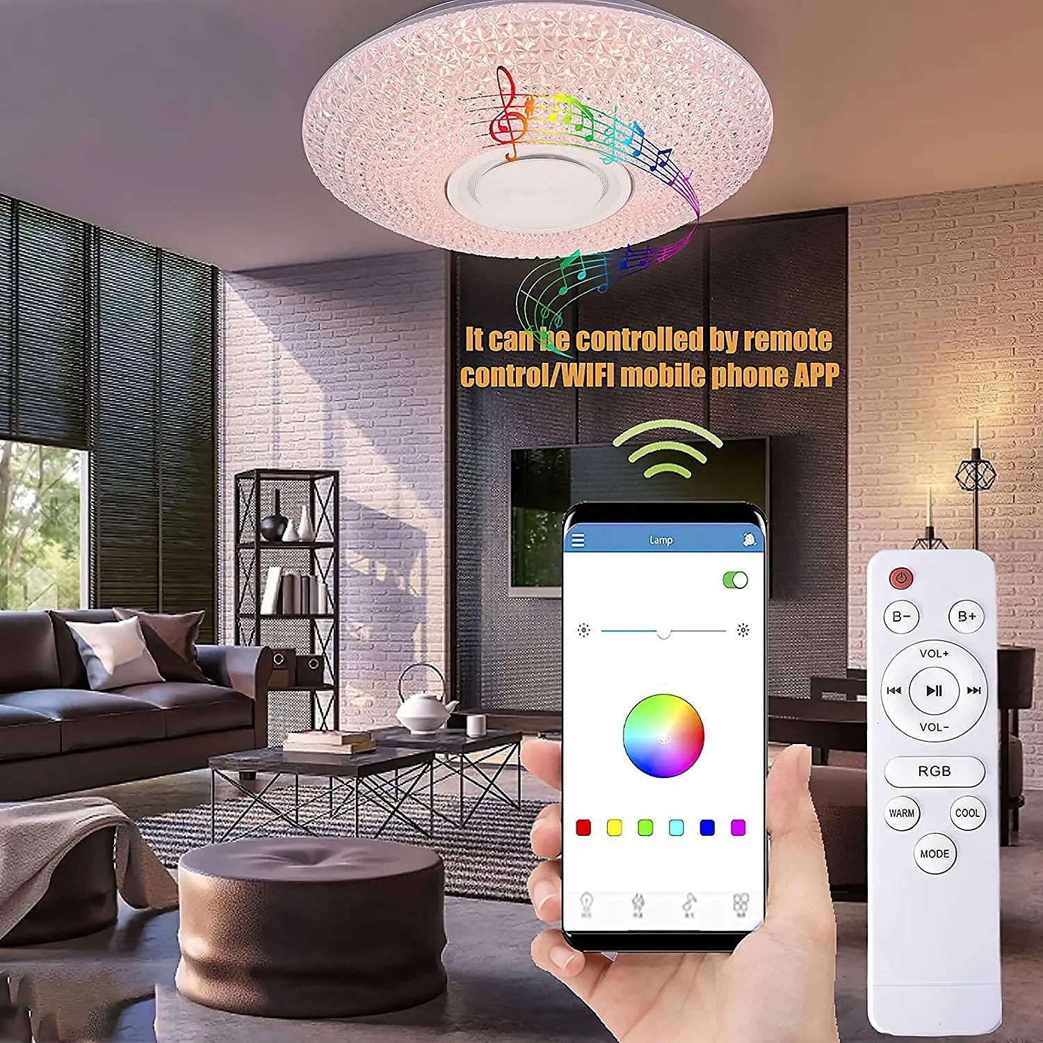 Led music ceiling light 15.6 in 36W with Bluetooth Speaker  Remote Color Change Remote Control / Smartphone App Control Suitable for Kitchen Living Room Bedroom Children's Room Corridor 2025 - $187.99 –P5
