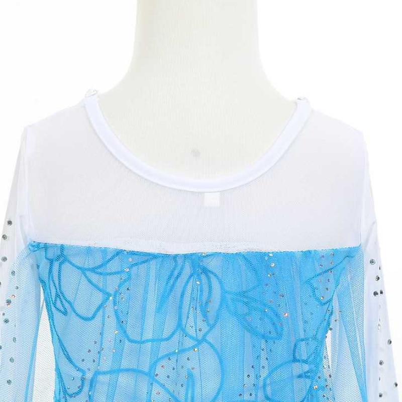 barn flickor elsa frozen kostym klänning paljett blommig performance party blå maxi långärmad prinsessa söta klänningar höst vinter normal passform 3-10 år 2025 - $28.99 –P10