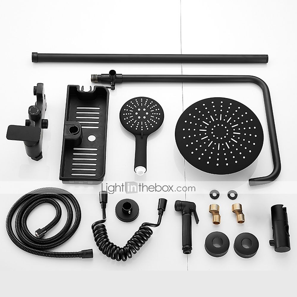 Shower System Faucet Combo Set with 8" Rain Showerhead, Multi-Function Hand Shower, Adjustable Slide Bar and Soap Dish Wall Mounted Ceramic Valve Bath Shower Mixer Taps 2025 - $226.79 –P9