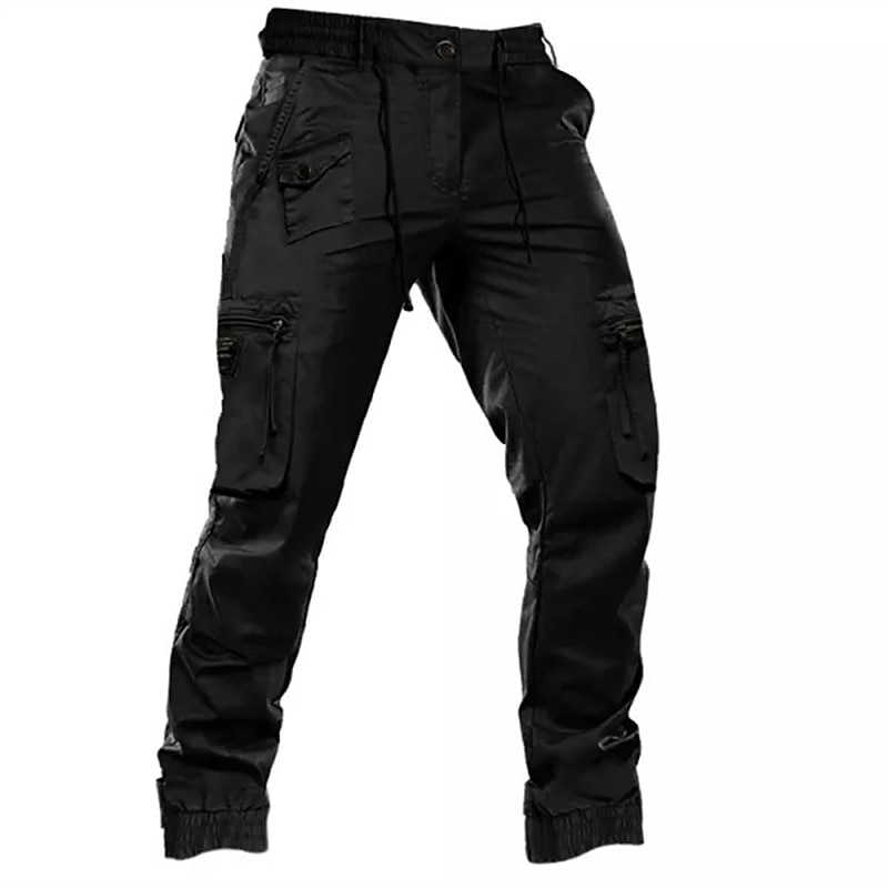 Herr Militärbyxor Cargo byxor Långbyxor Arbetsbyxor Snörning Elastisk midja Flera fickor Slät Komfort Andningsfunktion Ledigt Dagligen Streetwear 100 % bomull Sport Mode Svart Grön Microelastisk 2025 - $37.99 –P3