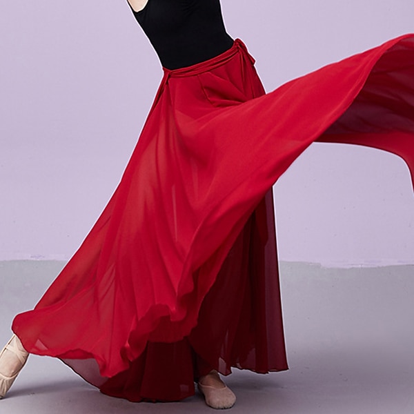 Ballsaalröcke reine Farbe Kostüme tägliches Leistungstraining der Frauen tägliche Abnutzung natürlicher Chiffon 2025 - $36.99 –P4