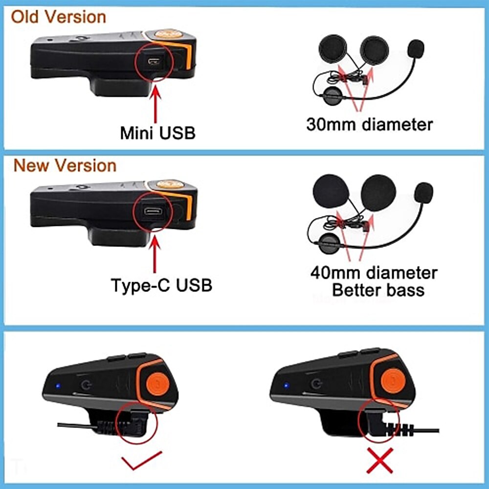 Motorhelm bluetooth headset full duplex intercom speaker fm radio motor communicatie systeem handsfree waterdichte hoofdtelefoon 1000m 2025 - $96.99 –P5