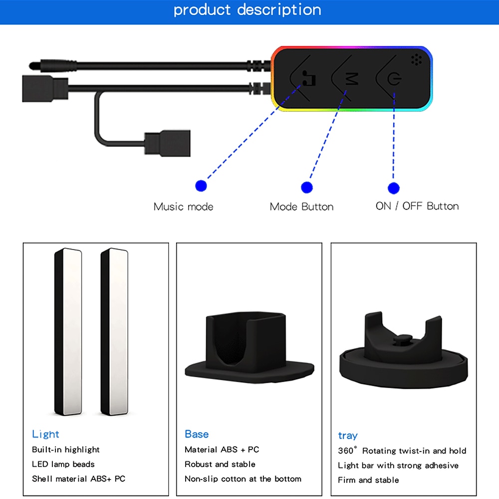 RGB светодиодная умная световая панель WiFi Bluetooth настольный фоновый атмосферный свет музыка синхронизация телевизора стенка компьютерная игровая спальня ночной свет Shustar 2025 - $43.99 –P4